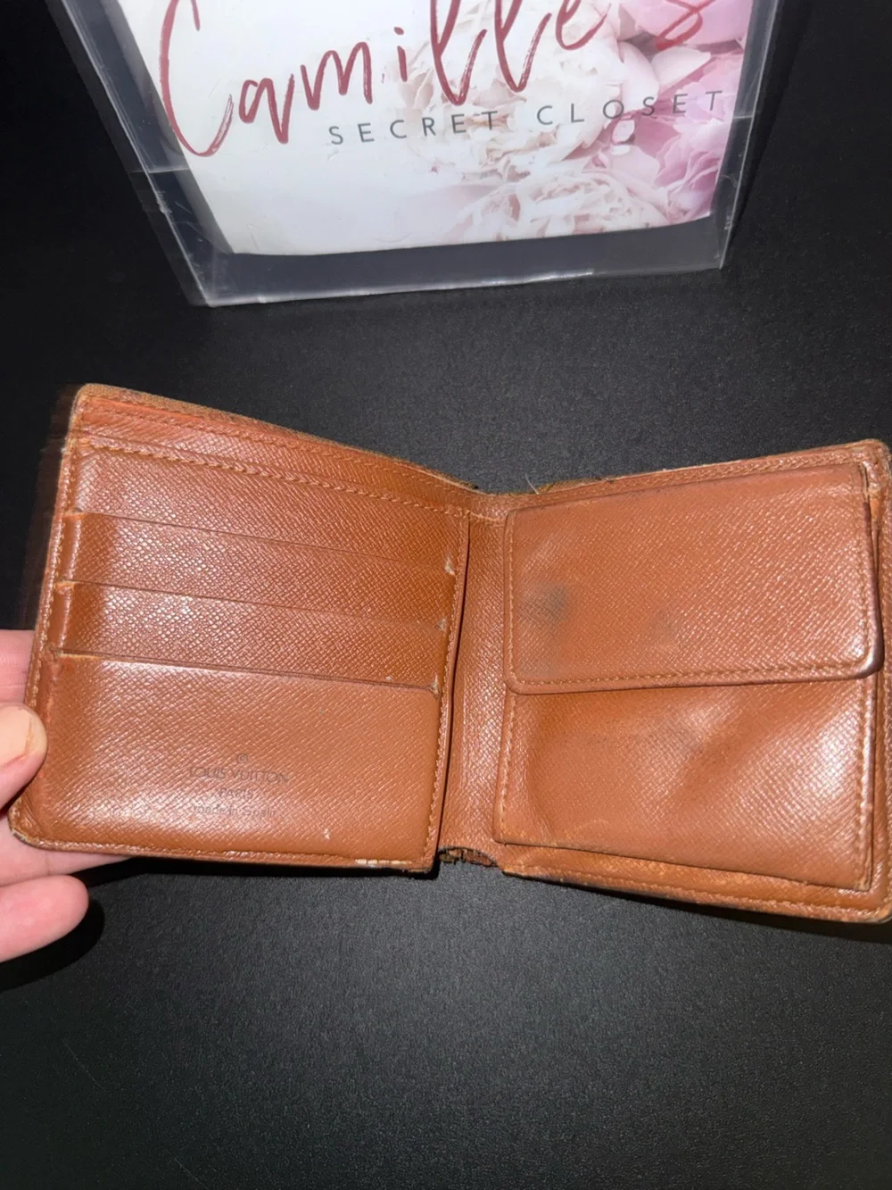 Louis Vuitton Brown Monogram Money wallet with Tan Trim